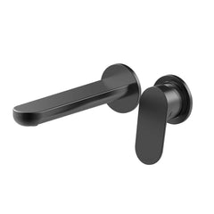 Zucchetti Nikko Wall Mounted Basin Mixer Set - 180mm Spout - Matte Black
