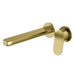 Zucchetti Nikko Wall Mounted Basin Mixer Set - 255mm Spout - Brushed Gold