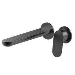 Zucchetti Nikko Wall Mounted Basin Mixer Set - 255mm Spout - Matte Black